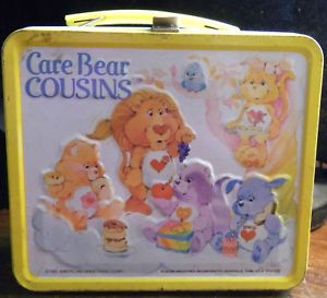 Vintage Metal Lunch Box Care Bears Cousins 1985 Aladdin Lion Raccoon Lamb Bear