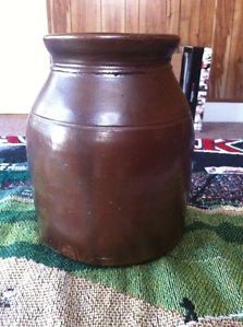 Antique Small Brown Stoneware Jug Crock
