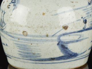 Late Ming Dynasty Chinese Blue and White Stoneware Ginger Jar