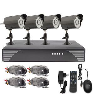 4CH CCTV Surveillance DVR Day Night Weatherproof Security Camera System