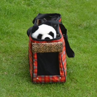 Portable Dog Tote Plaid Check Crate Carrier House Kennel Kennel Pet Travel Bag S