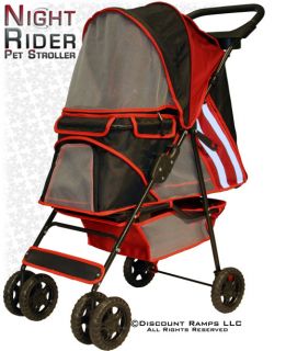 Red Black Folding Dog Stroller Carrier Pet Strollers