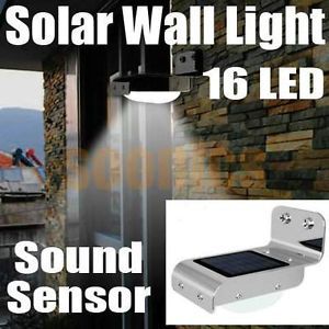16 LED Solar Power Outdoor Yard Garden Wall Sound Sensor Activated Light Lamp