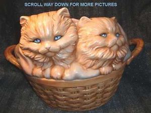 Vtg Large 15 inch Kitty Cat Kitten Cookie Yarn Treat Food Jar Container Storage