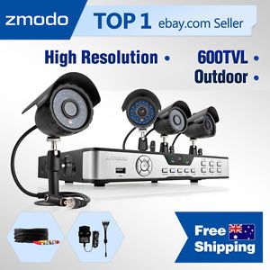 ZMODO 4CH DVR Outdoor 480TVL CCTV Home Surveillance Security Camera System No HD