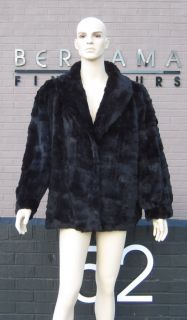 57017 New Mens Unisex Black Sheared Rex Rabbit Fur Jacket Coat Stroller 2XL