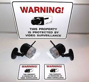 Lot Fake Dummy Cam Spy Security Surveillance Cameras System in Use Warning Signs