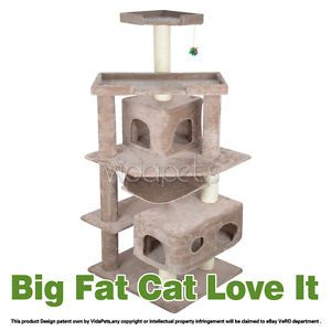 Vidapets 71" Almond Big Fat Cat Tree Condo Furniture Scratch Post Play House