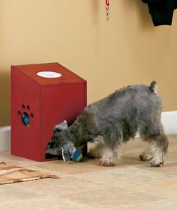 Walnut Wooden Pet Toy Box Storage Bin Puppy Dog Cat Bones Chew Toys Hide Space