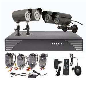 Phone View Motion Detect 4CH CCTV DVR 1000GB HD Security System Outdoor Camera