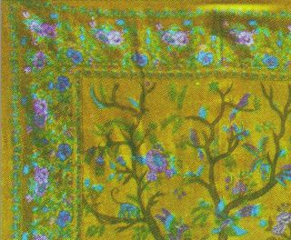 Persian Intriguing Rich Green Tree of Life Tapestry All Sizes Throw Tablecloth
