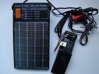 Multi Voltage Solar Battery Charger 3V 6V 9V 12V for Mobile Phones Games Torches