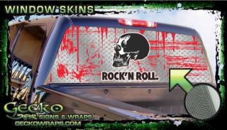 Rock N Roll Skull Rear Window Graphic Vinyl Decal 
