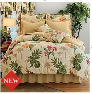 Queen Hawaiian Tropical Palm Tree Vacation Comforter Bed in A Bag 4pc