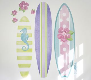 NIP Pottery Barn Kids Pink Surfboard Wall Decal Set Sold Out