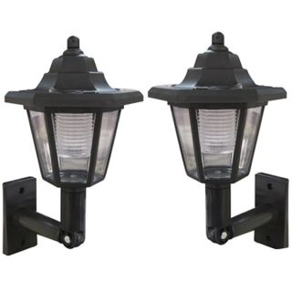 Set of 2 4 6 Black Elegant Wall Mount Outdoor Solar Power Lantern Lamp Light