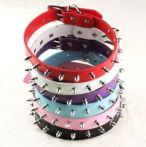 New 6 Color Spiked Studs PU Leather Dog Puppy Collars XS s M L Small Dog Collars
