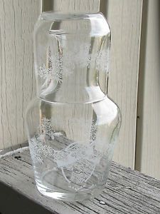 Vintage Etched Glass Bedside Water Carafe With Drinking Glass On Popscreen