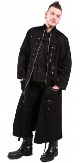 Mens Dead Threads Trench Coat Cyber Punk Gothic Zip New