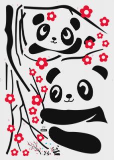 Cute Panda Flowers Spray Home Room Wall Window Decor Stickers Decals Removable
