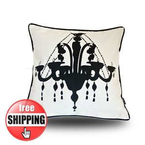 Modern Cotton Canvas Chandelier Decor White Black Pillow Case Cushion Cover Sham