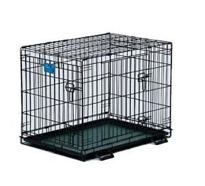 New Double Door Folding Metal Dog Kennel Crate Size 30" x 21" x 24" Up to 40lbs