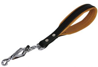 Leather Padded Short Dog Leash Lead Black or Brown