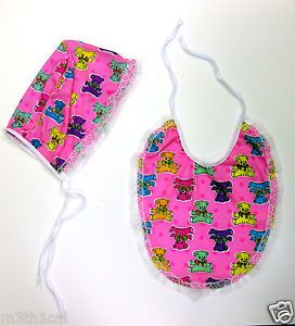 Baby Girl Pink Bib Bonnet Costume Accessory Kit Adult Funny