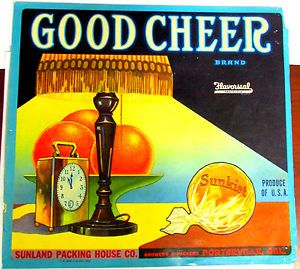 Vintage "Good Cheer Brand" Sunkist Crate Label Art