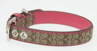 Coach Brown Monogram Pink Patent Leather Dog Collar New