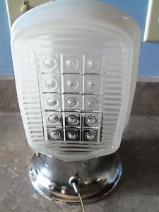 Wall Mount Milk Glass Pull Cord Light Wall Lamp Plug in Vtg Chrome Base Retro