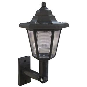 LED Solar Power Wall Lantern Lamp Sun Lights Black Outdoor Mount Garden x 1