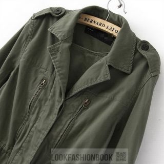 Womens Military Army Green Jacket Coat Outerwear Multi Pocket M 65 Winter