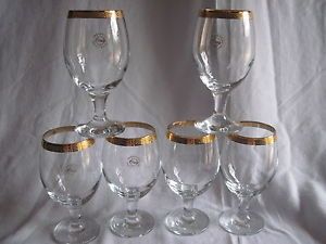 Set of 6 Pasabahce Turkey Art of Glass Circle Wine Water Stemmed Goblets Glasses