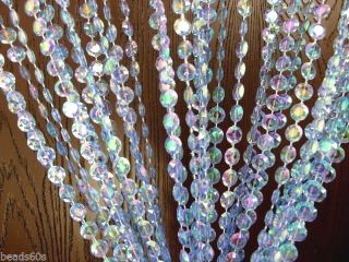 Light Blue Crystal Diamond Cut Beaded Doorway Window Room Divider Beads Curtain