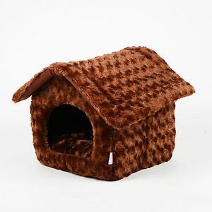 Pet Cat Dog House Indoor for Dog Cat Brown Pet Bed Mat