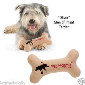 Don'T Worry Pee Happy Dog Bone Squeaky Toy Polyfleece Puppy Pet Chew Toys