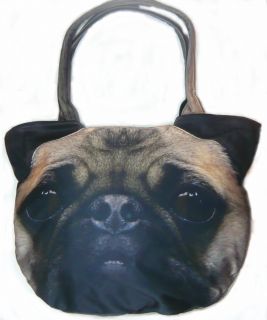 Bull Dog Puppy Dark Face Head Pet Picture Shopper Handbag Big Tote Bag Purse