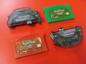 Pokemon Fire Red and Leaf Green with Wireless Adapters Nintendo Game Boy Advance