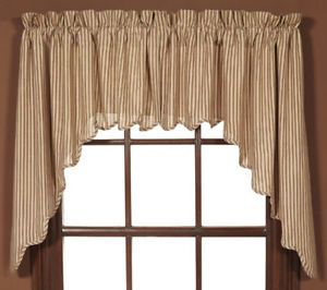 Cheston Swag Barn Red Ticking Country Stripe New Primitive Window Treatment New