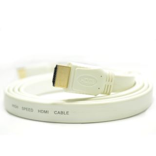 10M HDMI Lead Male to Male Low Profile Flat White Cable