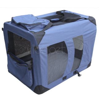 40" Blue Heavy Duty Travel Soft Foldable Dog Cage Crate Kennel Carrier House