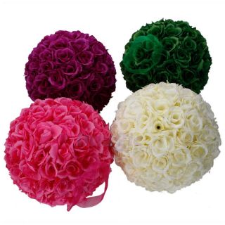 New 25 cm Super Elegant Satin Rose Kissing Ball for Wedding Bridal Flower Decor