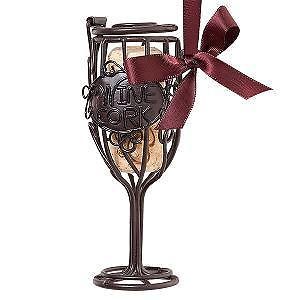 Wine Lovers Mini Cork Cage Christmas Ornament Wine Glass with to from Cork