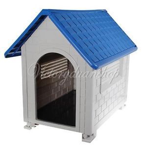Large Plastic Pet Dog Puppy Cat House Home Room Kennel Outdoor Shelter Apex Roof