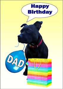 Personalised STAFFY Staffordishire Bull Terrier Dog Birthday Card Insert