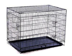Pawhut 36" 2 Door Portable Folding Wire Pet Cage Dog Crate Kennel w Divider