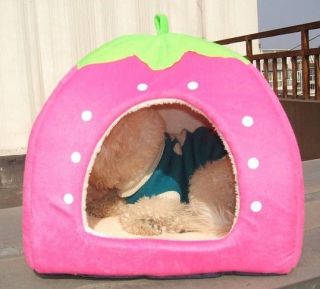 Hot Soft Strawberry Pet Dog Cat Bed House Kennel Doggy Warm Cushion Basket 3Size