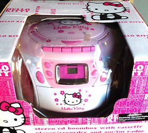 Hello Kitty Stereo CD Boombox with Cassette Player Recorder and Am FM Radio