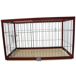 38" 46"L Folding Pet Dog Playpen Cage Kennel Puppy Crate Exercise Pen Wood Fence